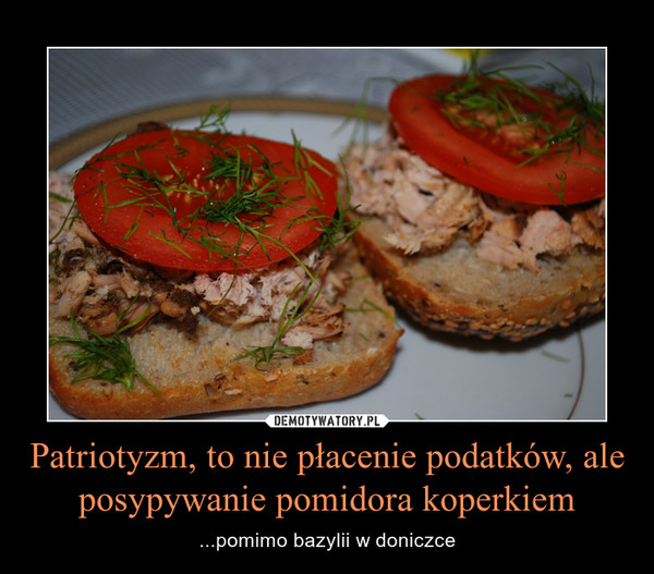 Patriotyzm, to nie płacenie podatków, ale posypywanie pomidora koperkiem – ...pomimo bazylii w doniczce 