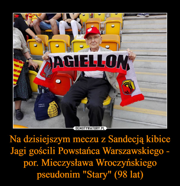 Na dzisiejszym meczu z Sandecją kibice Jagi gościli Powstańca Warszawskiego - por. Mieczysława Wroczyńskiego pseudonim "Stary" (98 lat) –  