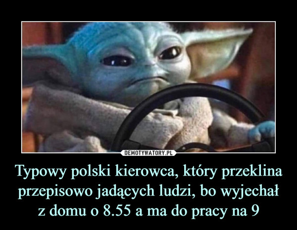 Typowy polski kierowca, który przeklina przepisowo jadących ludzi, bo wyjechał z domu o 8.55 a ma do pracy na 9 –  