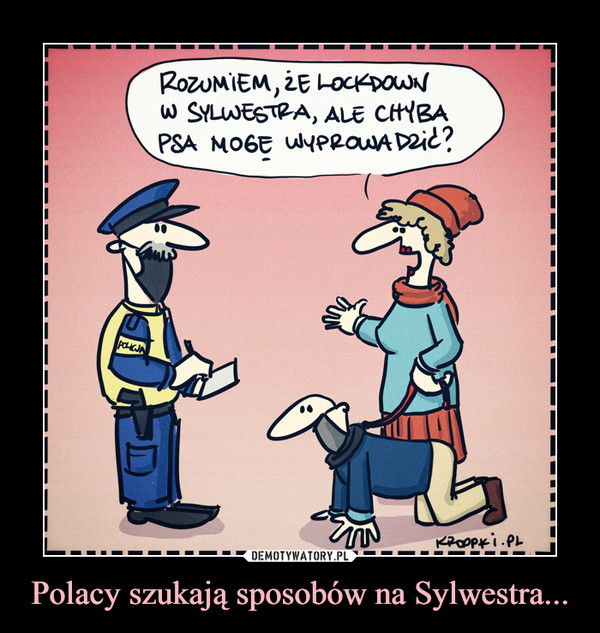 Polacy szukają sposobów na Sylwestra... –  ROZUMIEM, ŻE LOCKDOWNw SYLWESTRA, ALE CHYBAPSA MOGE WYPROWADRid?POLICJA