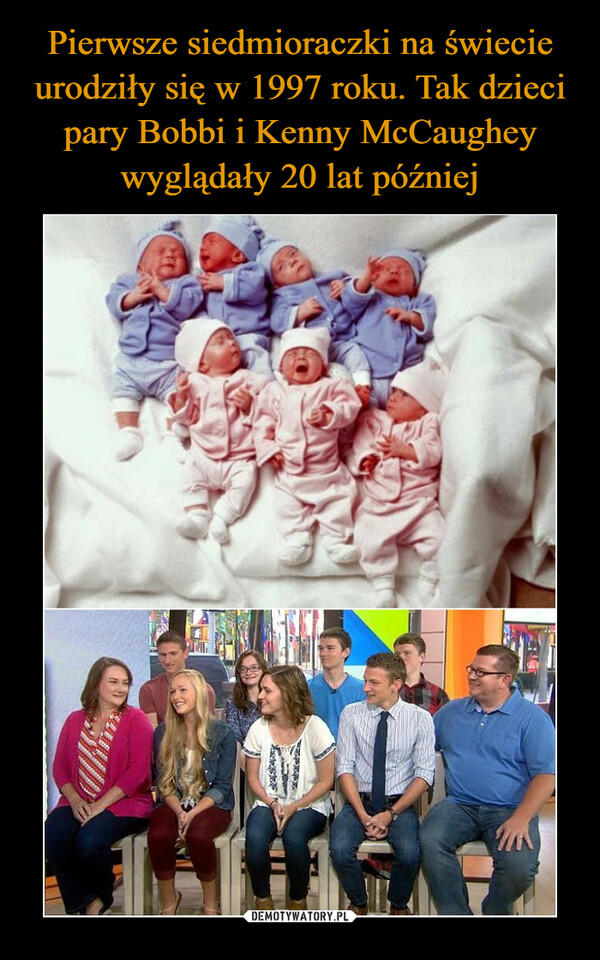 Pierwsze siedmioraczki na świecie urodziły się w 1997 roku. Tak dzieci pary Bobbi i Kenny McCaughey wyglądały 20 lat później