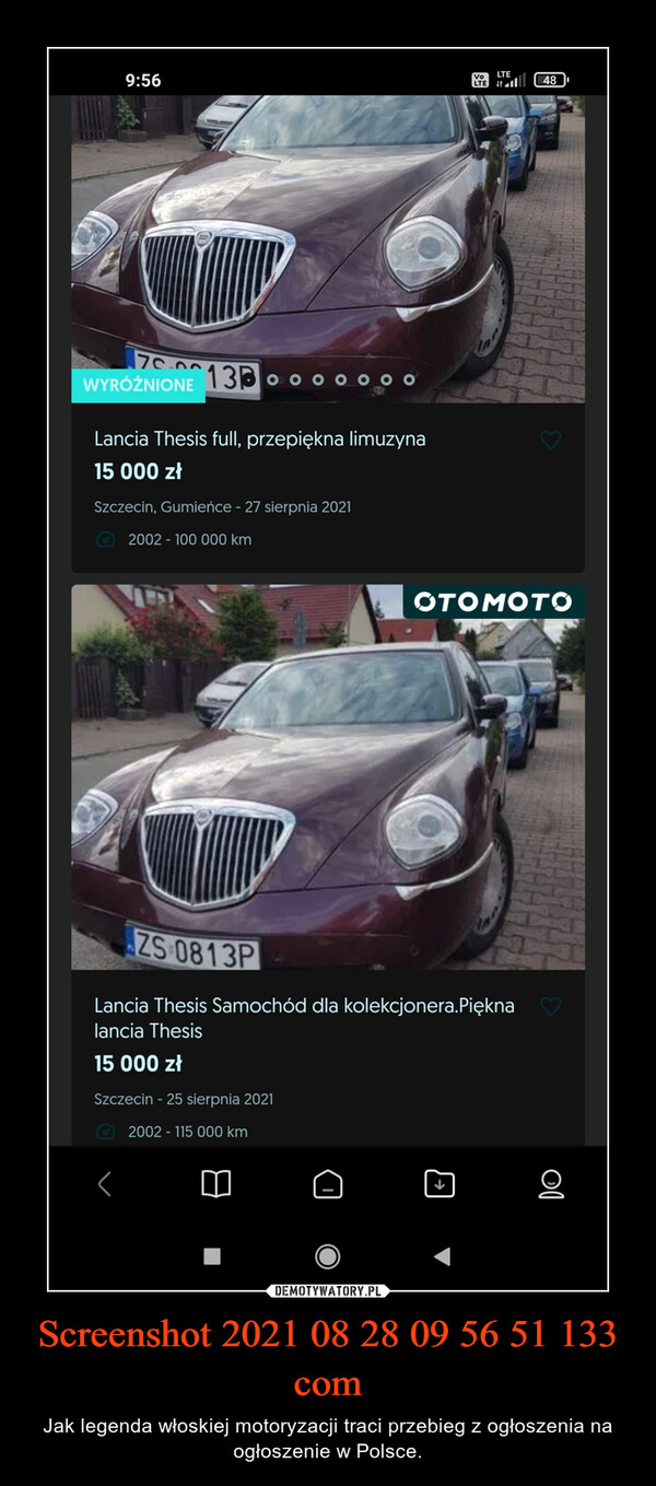 Screenshot 2021 08 28 09 56 51 133 com – Jak legenda włoskiej motoryzacji traci przebieg z ogłoszenia na ogłoszenie w Polsce. 