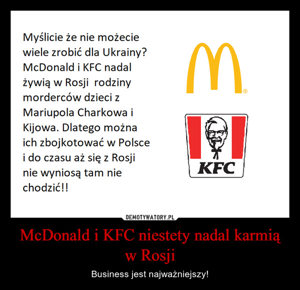 McDonald i KFC niestety nadal karmią w Rosji