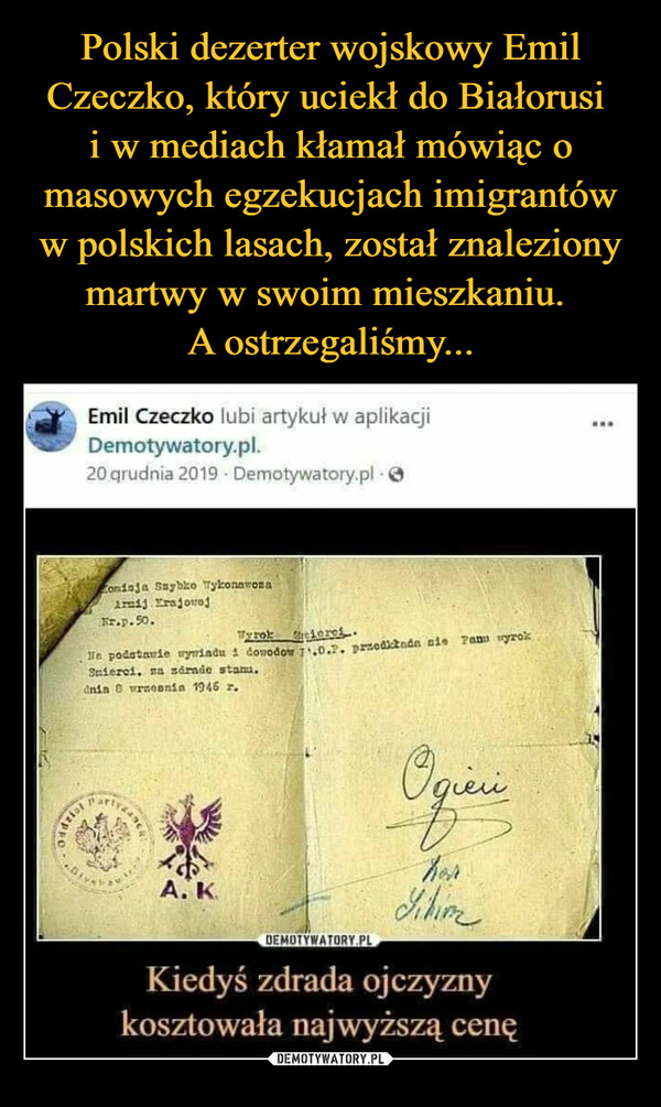  –  Kiedyś zdrada ojczyznykosztowała najwyższą cenę