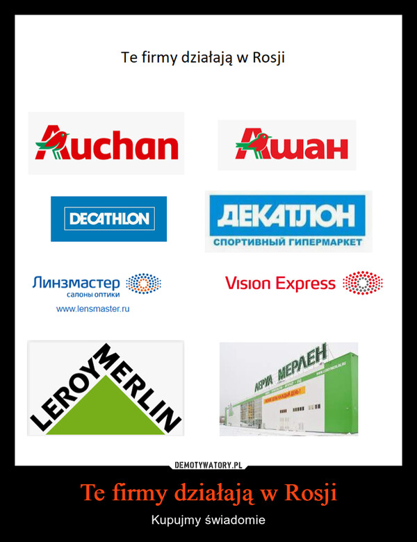 Te firmy działają w Rosji – Kupujmy świadomie 