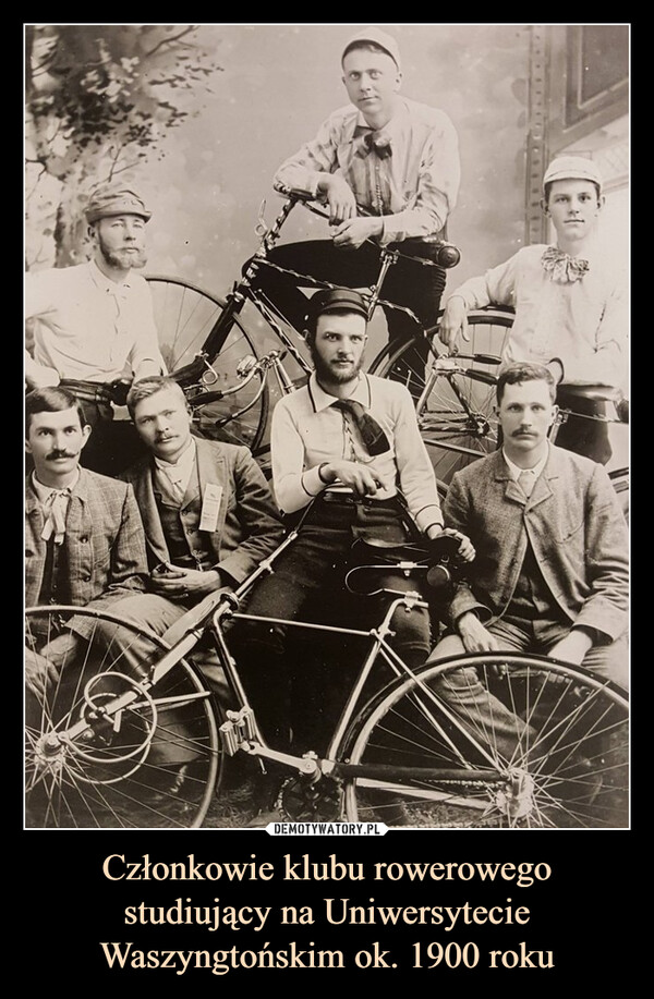 Członkowie klubu rowerowego studiujący na Uniwersytecie Waszyngtońskim ok. 1900 roku