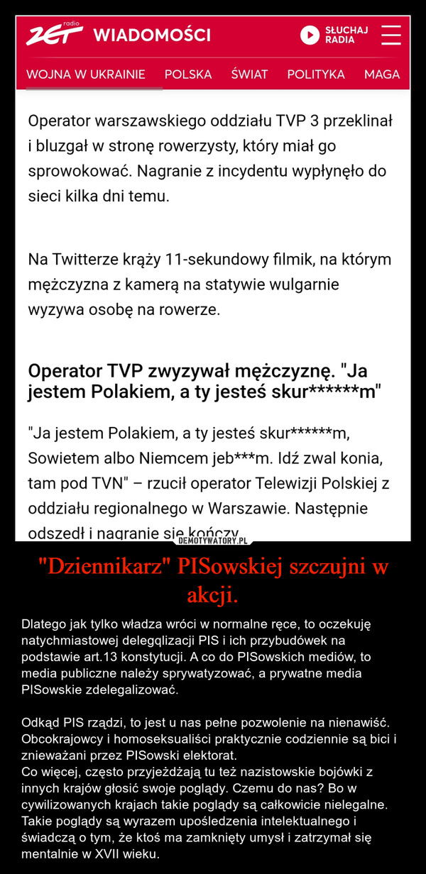 "Dziennikarz" PISowskiej szczujni w akcji.