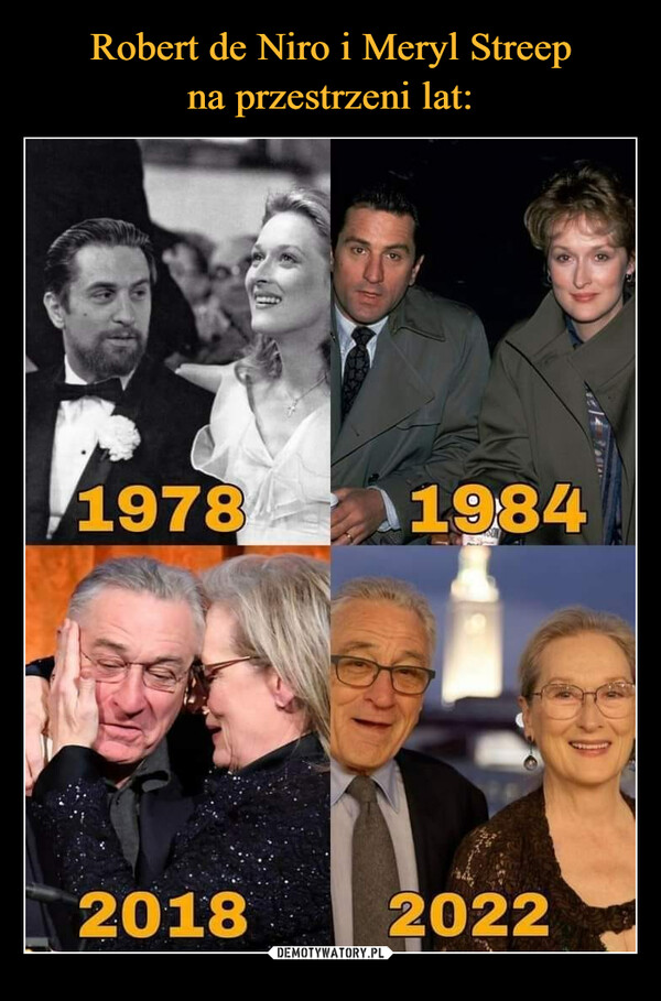 Robert de Niro i Meryl Streep
na przestrzeni lat: