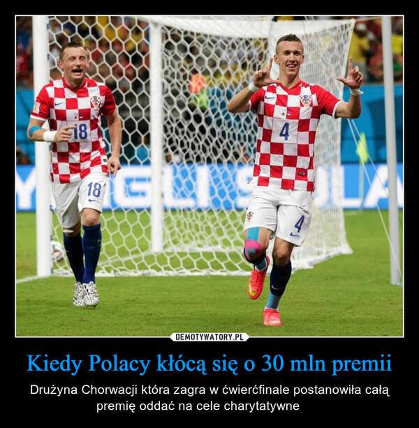 Kiedy Polacy kłócą się o 30 mln premii – Drużyna Chorwacji która zagra w ćwierćfinale postanowiła całą premię oddać na cele charytatywne ❤️ 