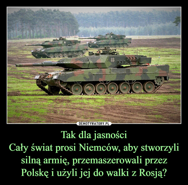 Tak dla jasnościCały świat prosi Niemców, aby stworzyli silną armię, przemaszerowali przez Polskę i użyli jej do walki z Rosją? –  