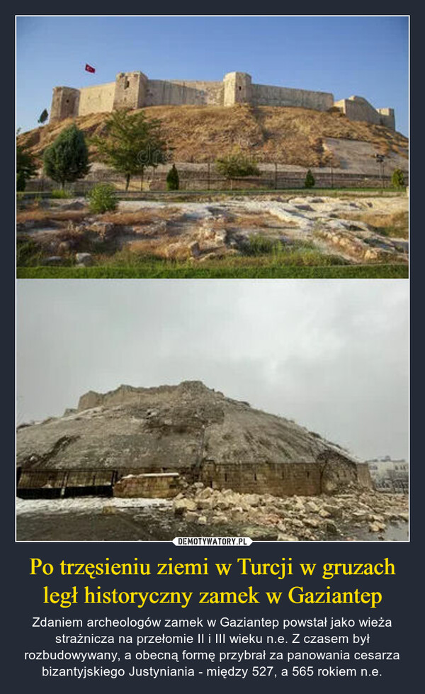 Po trzęsieniu ziemi w Turcji w gruzach legł historyczny zamek w Gaziantep