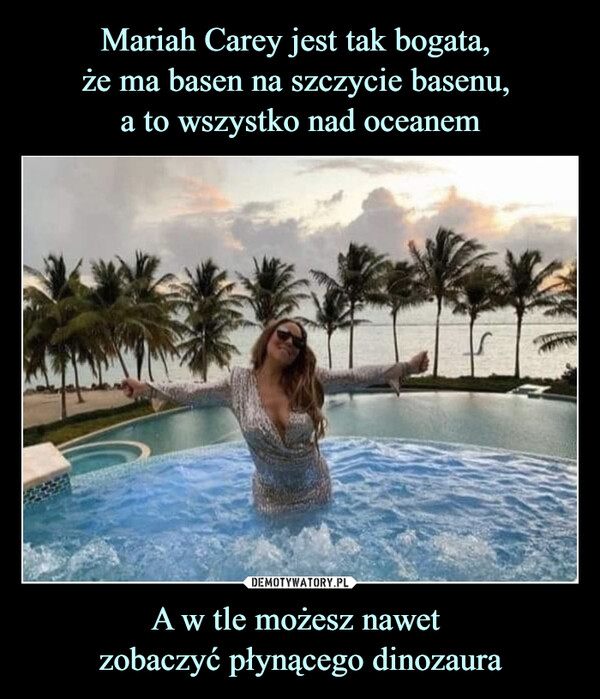 A w tle możesz nawet zobaczyć płynącego dinozaura –  